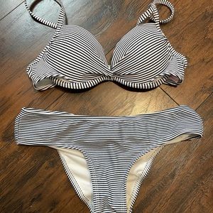 Blue and white stripe bikini set size Xsmall new never worn